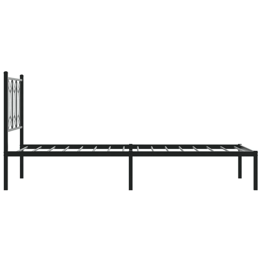 Letto singolo | Letto per adulti | Giroletto con Testiera in Metallo Nero 90x200 cm - Image 5