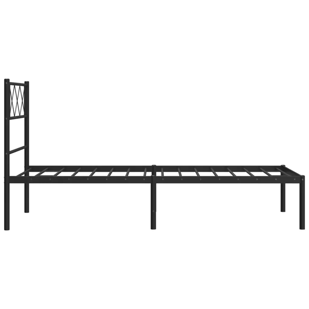 Letto singolo | Letto per adulti | Giroletto con Testiera in Metallo Nero 90x200 cm - Image 6