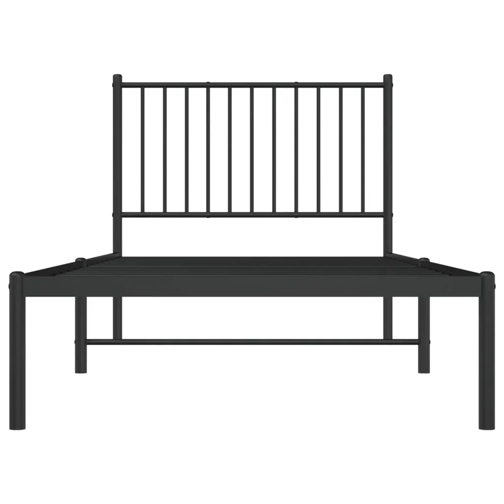 Letto singolo | Letto per adulti | Giroletto con Testiera in Metallo Nero 90x200 cm - Image 5