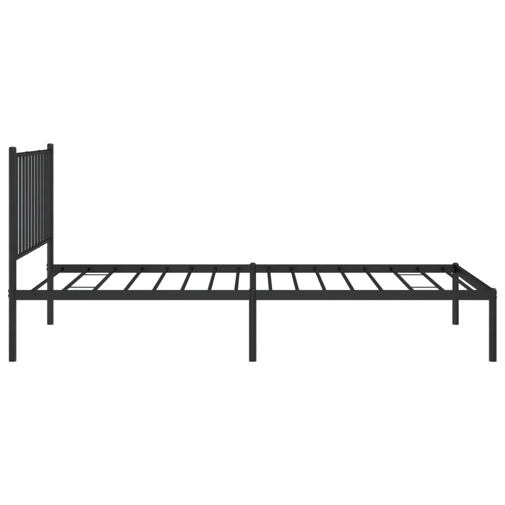 Letto singolo | Letto per adulti | Giroletto con Testiera in Metallo Nero 90x200 cm - Image 6