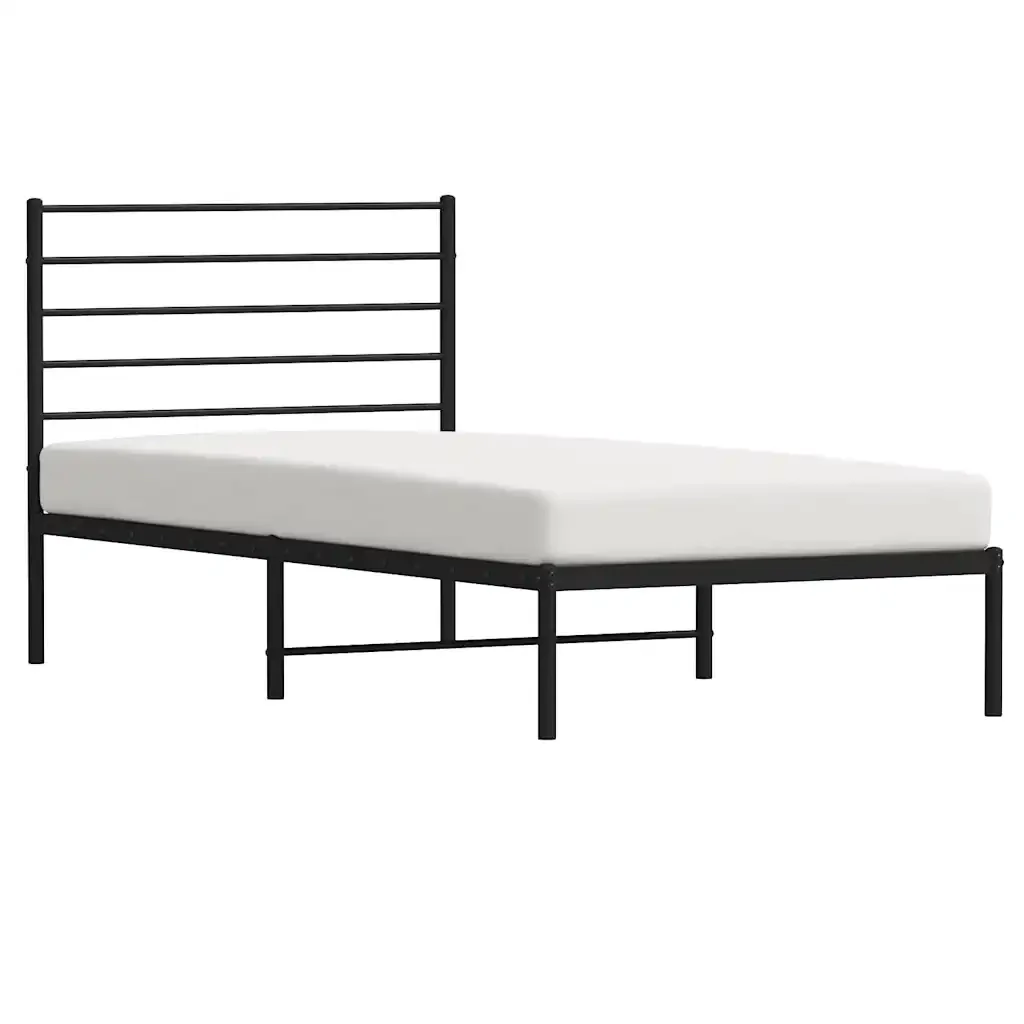 Letto singolo | Letto per adulti | Giroletto con Testiera in Metallo Nero 90x200 cm - Image 5