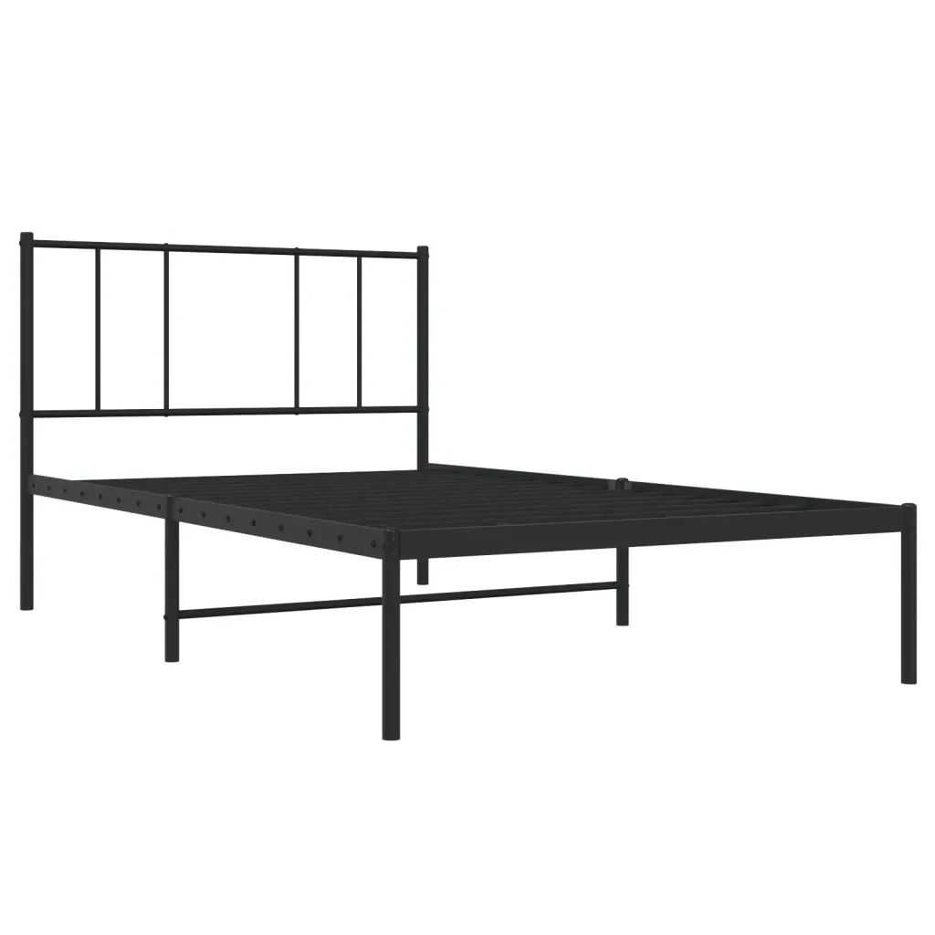 Letto singolo | Letto per adulti | Giroletto con Testiera in Metallo Nero 90x200 cm - Image 3