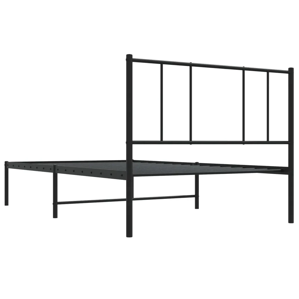 Letto singolo | Letto per adulti | Giroletto con Testiera in Metallo Nero 90x200 cm - Image 8