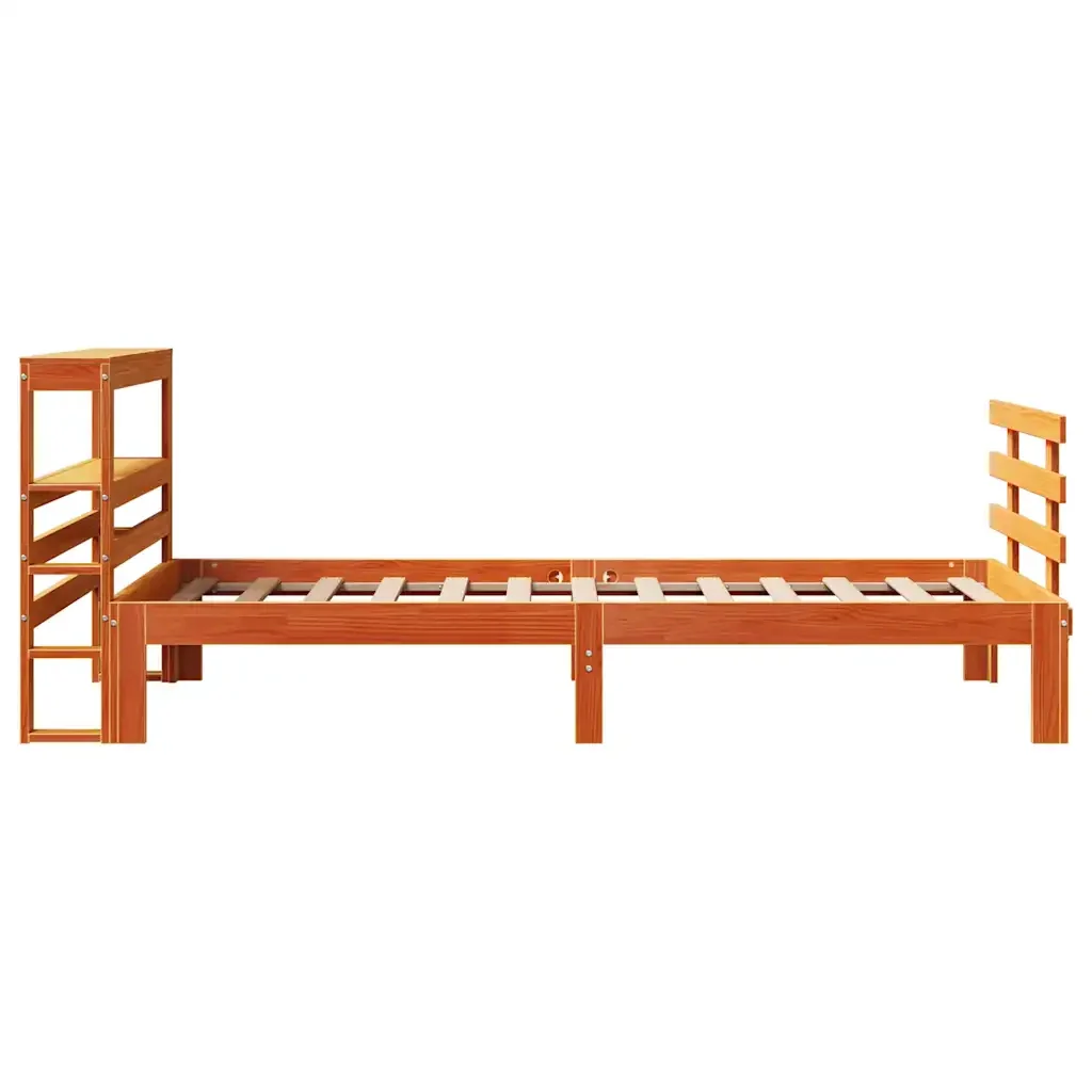 Letto singolo | Letto per adulti | Giroletto con Testiera Marrone Cera 100x200 cm Massello Pino - Image 7