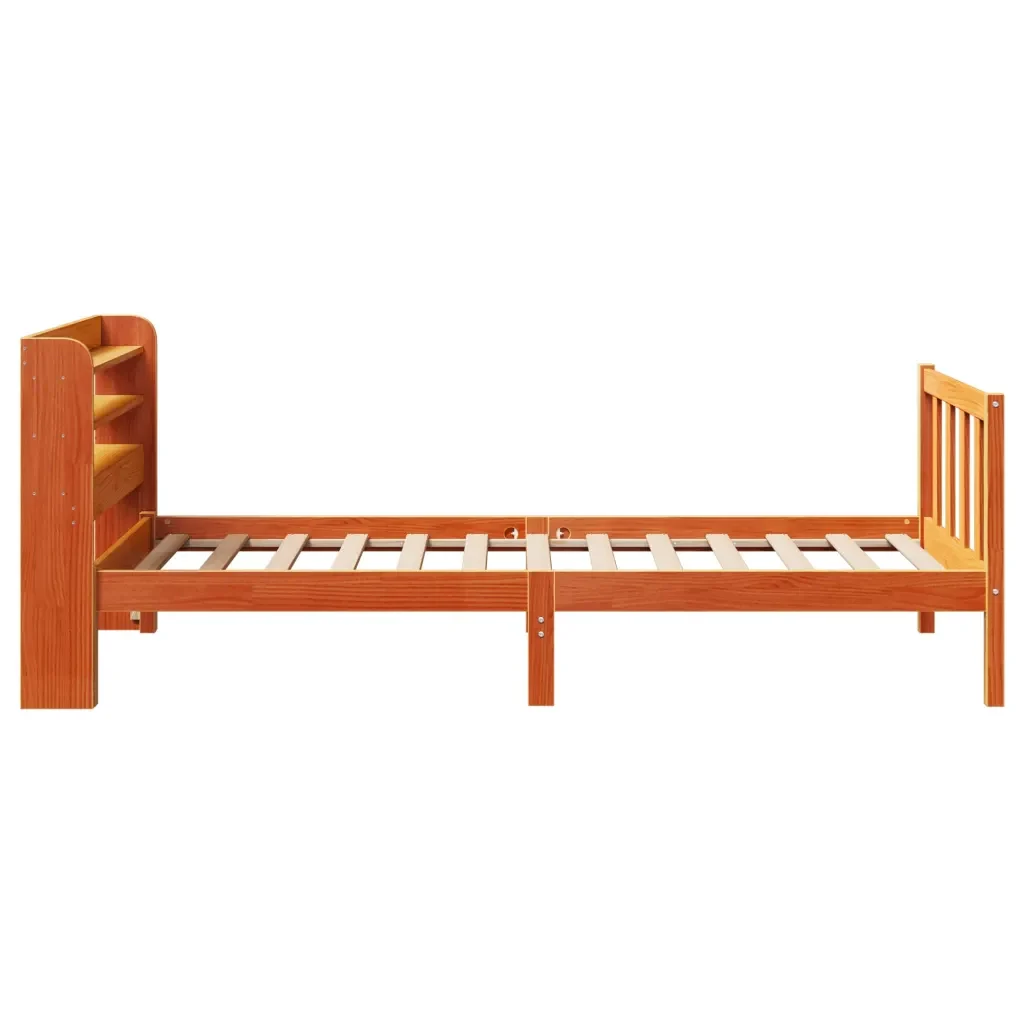 Letto singolo | Letto per adulti | Giroletto con Testiera Marrone Cera 100x200 cm Massello Pino - Image 7