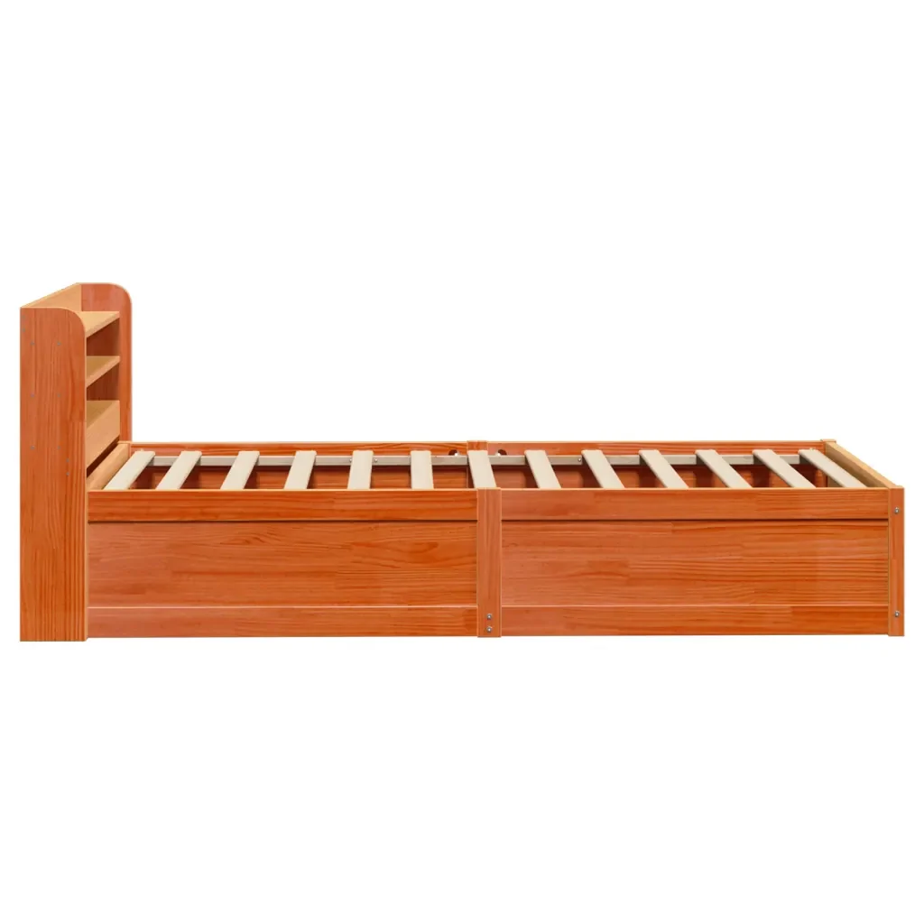 Letto singolo | Letto per adulti | Giroletto con Testiera Marrone Cera 100x200 cm Massello Pino - Image 7