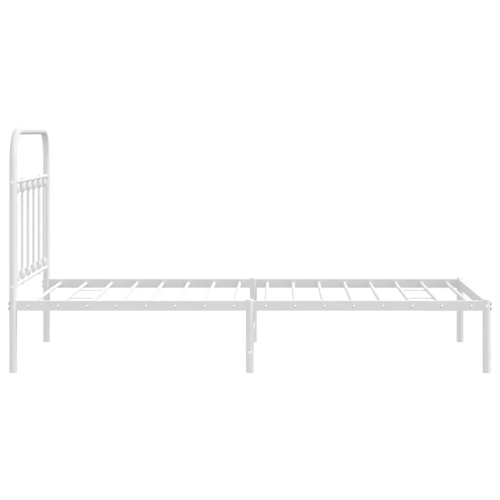 Letto singolo | Letto per adulti | Giroletto con Testiera Metallo Bianco 100x190 cm - Image 8