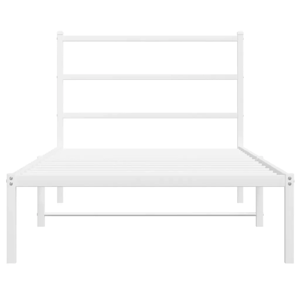 Letto singolo | Letto per adulti | Giroletto con Testiera Metallo Bianco 100x190 cm - Image 5