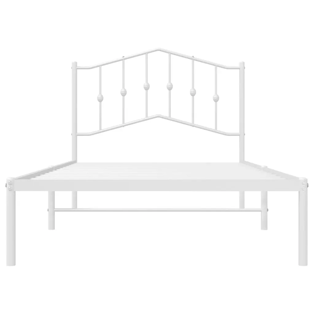 Letto singolo | Letto per adulti | Giroletto con Testiera Metallo Bianco 100x190 cm - Image 6
