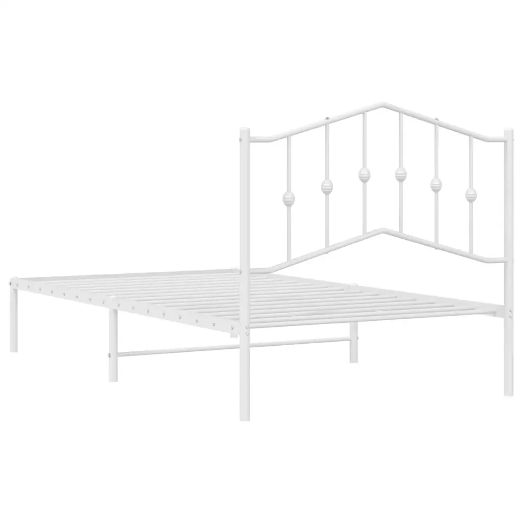 Letto singolo | Letto per adulti | Giroletto con Testiera Metallo Bianco 100x190 cm - Image 8