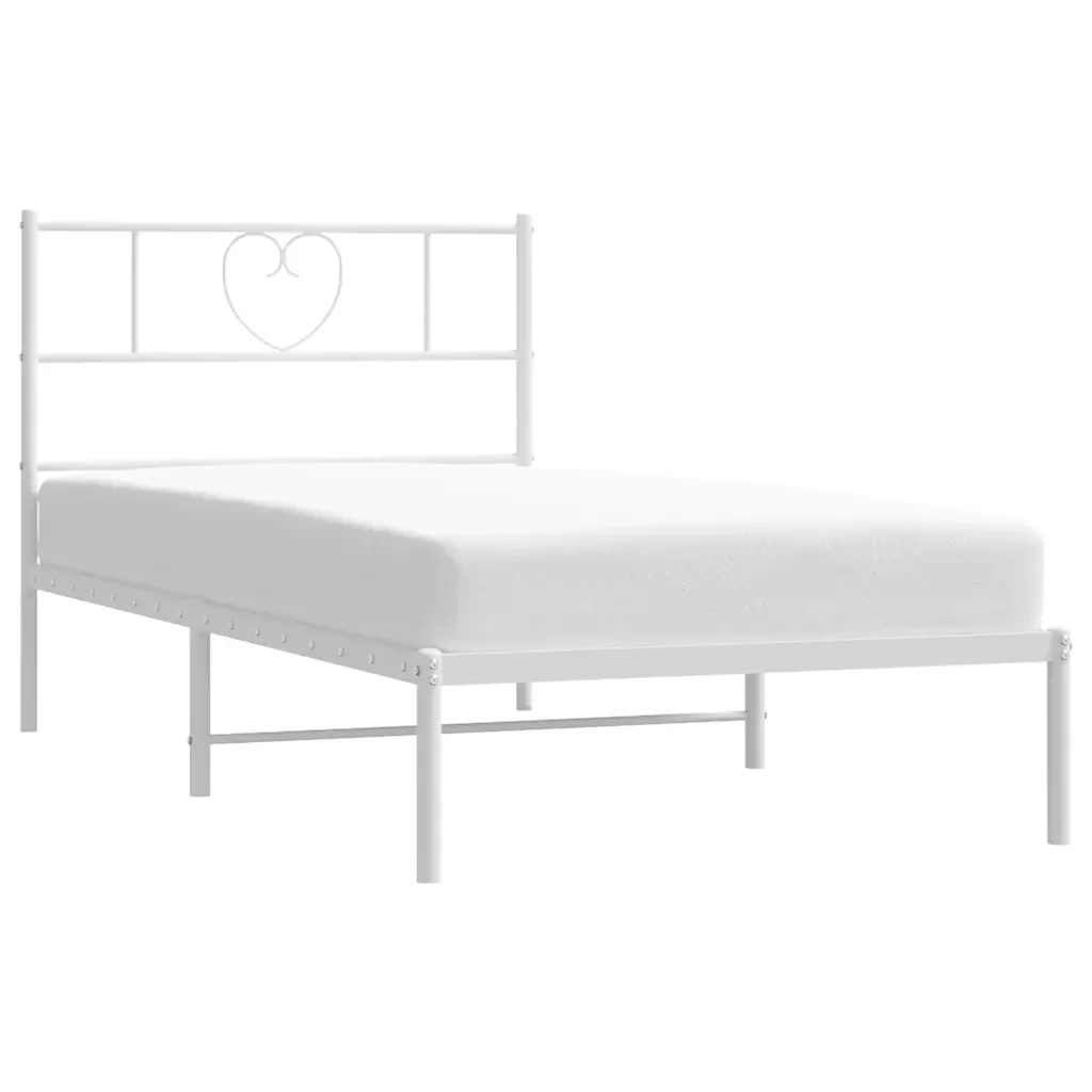Letto singolo | Letto per adulti | Giroletto con Testiera Metallo Bianco 100x190 cm - Image 3