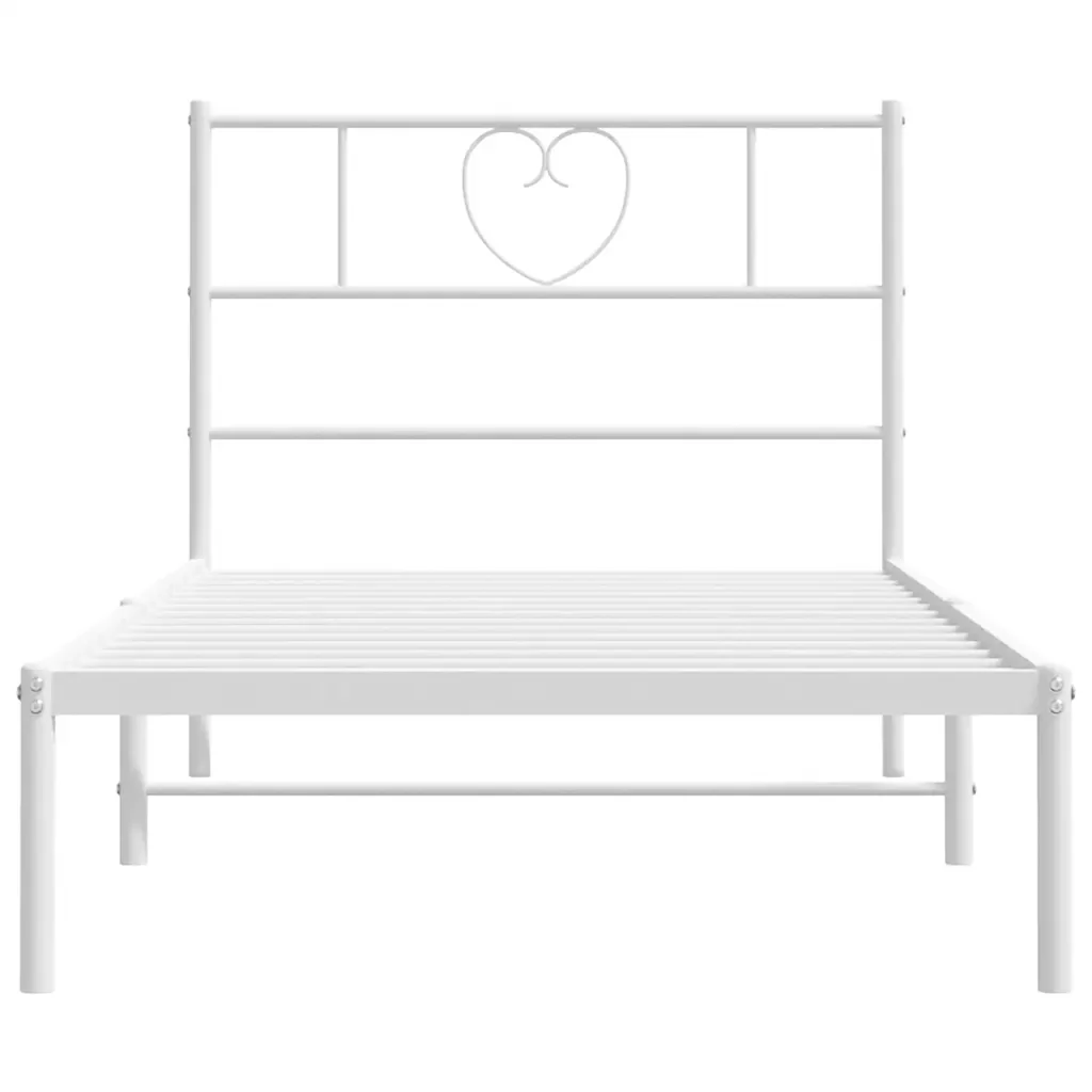 Letto singolo | Letto per adulti | Giroletto con Testiera Metallo Bianco 100x190 cm - Image 5