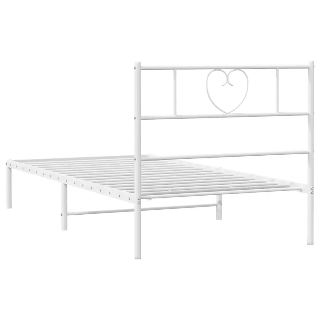 Letto singolo | Letto per adulti | Giroletto con Testiera Metallo Bianco 100x190 cm - Image 8