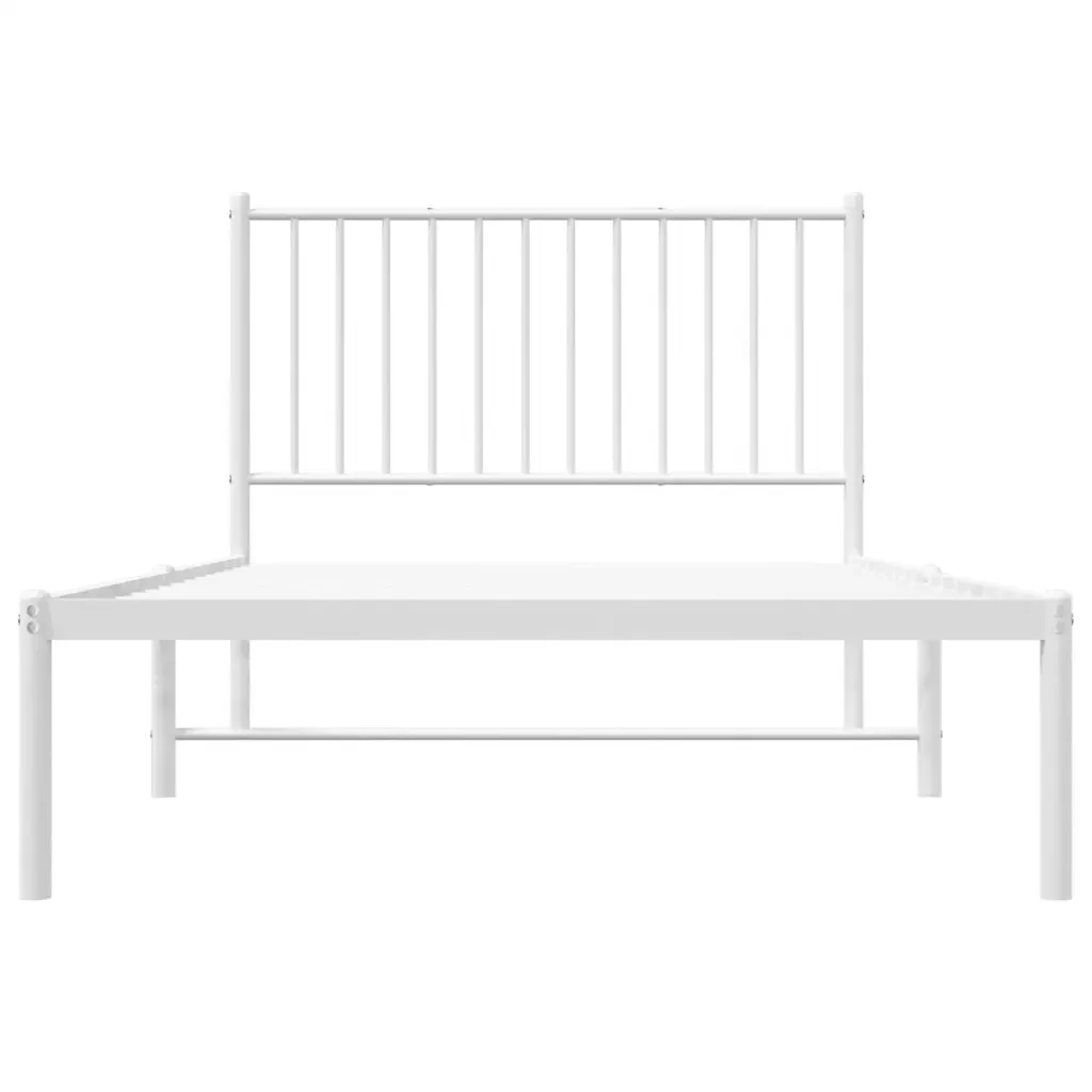 Letto singolo | Letto per adulti | Giroletto con Testiera Metallo Bianco 100x190 cm - Image 6