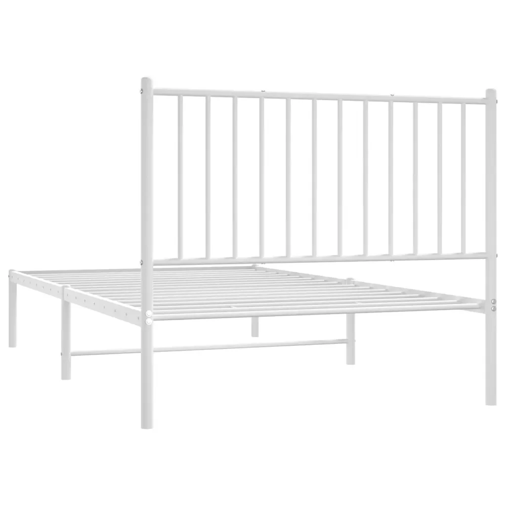 Letto singolo | Letto per adulti | Giroletto con Testiera Metallo Bianco 100x190 cm - Image 8