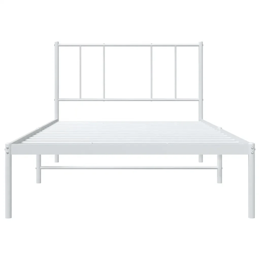 Letto singolo | Letto per adulti | Giroletto con Testiera Metallo Bianco 100x200 cm - Image 6