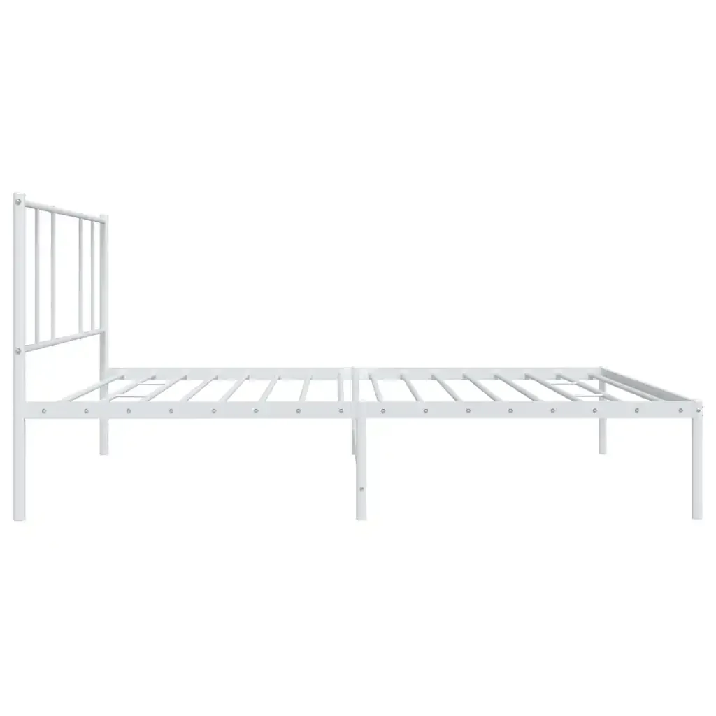 Letto singolo | Letto per adulti | Giroletto con Testiera Metallo Bianco 100x200 cm - Image 7