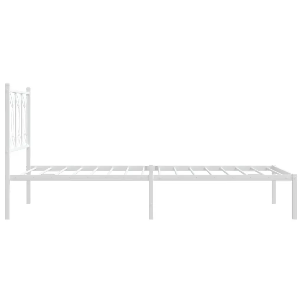 Letto singolo | Letto per adulti | Giroletto con Testiera Metallo Bianco 100x200 cm - Image 5