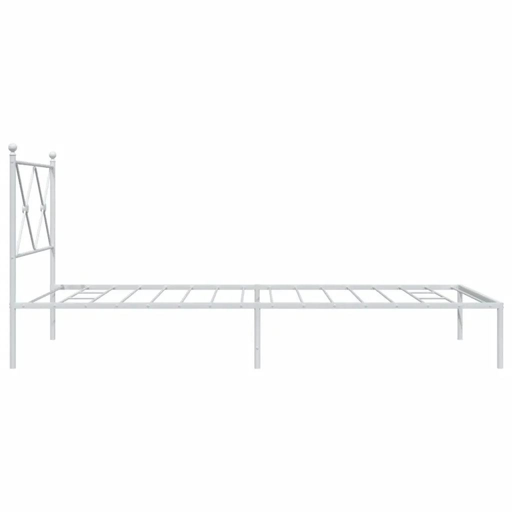 Letto singolo | Letto per adulti | Giroletto con Testiera Metallo Bianco 100x200 cm - Image 5