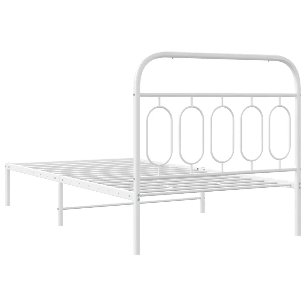 Letto singolo | Letto per adulti | Giroletto con Testiera Metallo Bianco 100x200 cm - Image 6