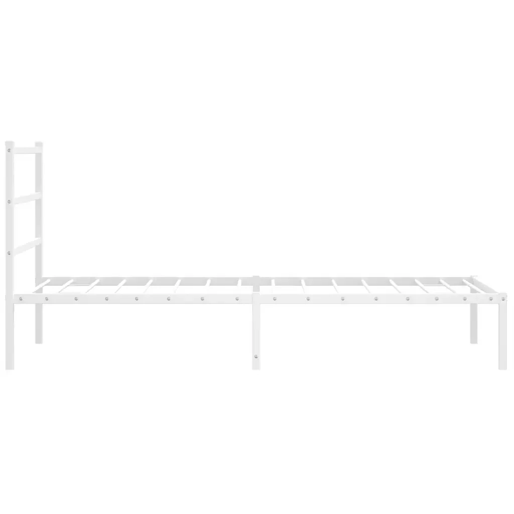 Letto singolo | Letto per adulti | Giroletto con Testiera Metallo Bianco 100x200 cm - Image 6