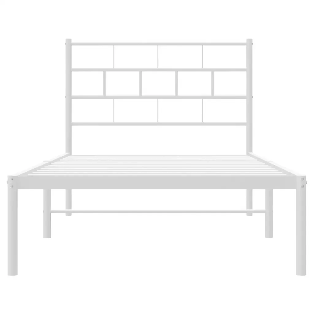 Letto singolo | Letto per adulti | Giroletto con Testiera Metallo Bianco 100x200 cm - Image 6