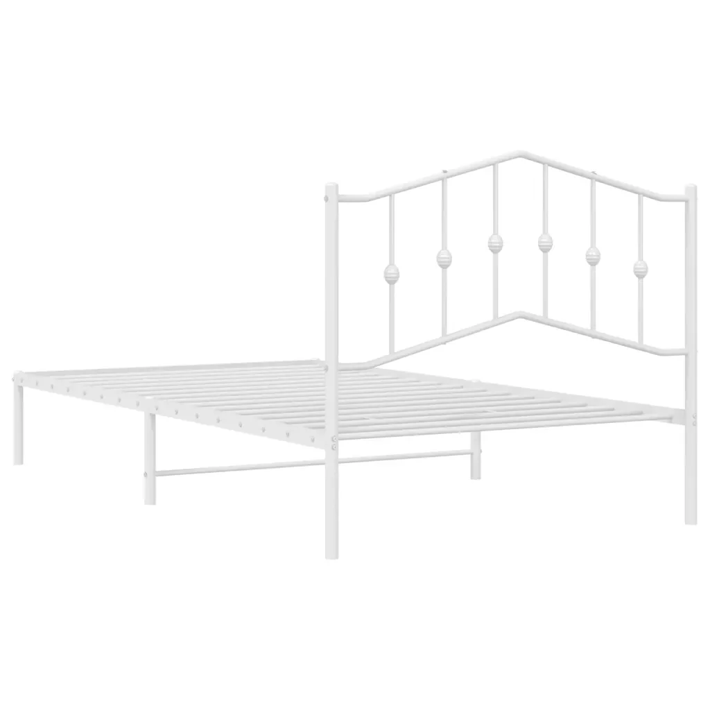 Letto singolo | Letto per adulti | Giroletto con Testiera Metallo Bianco 100x200 cm - Image 8