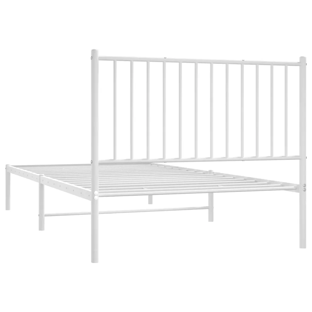 Letto singolo | Letto per adulti | Giroletto con Testiera Metallo Bianco 100x200 cm - Image 8