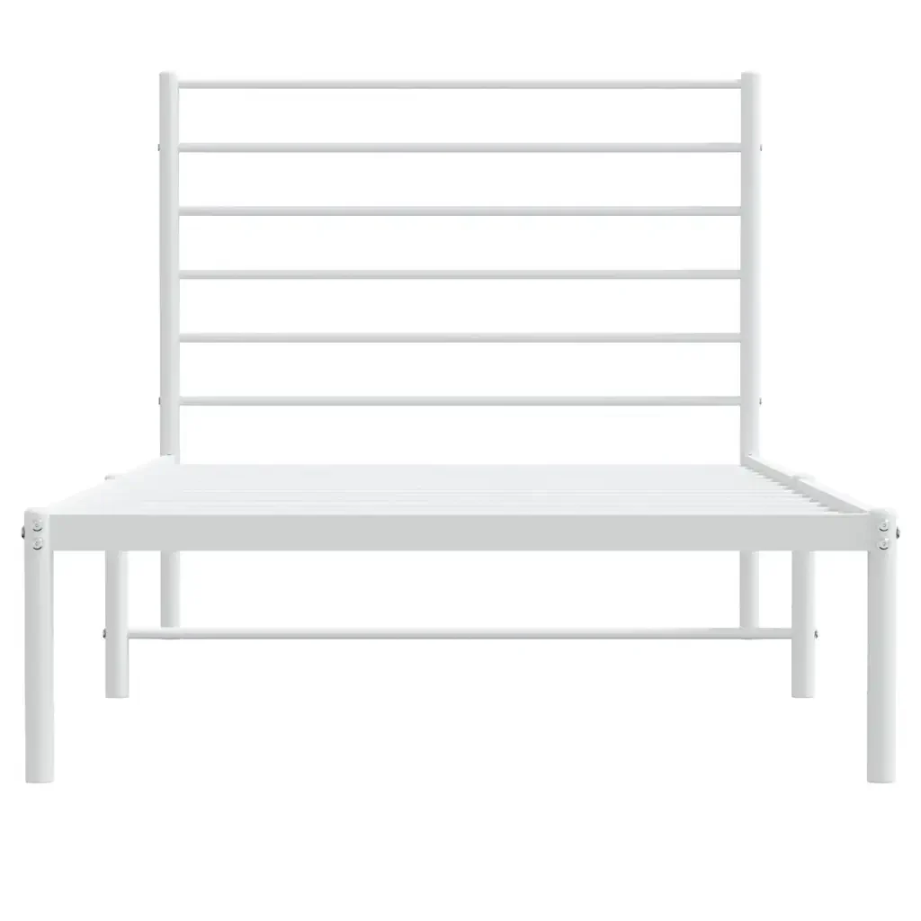 Letto singolo | Letto per adulti | Giroletto con Testiera Metallo Bianco 100x200 cm - Image 6
