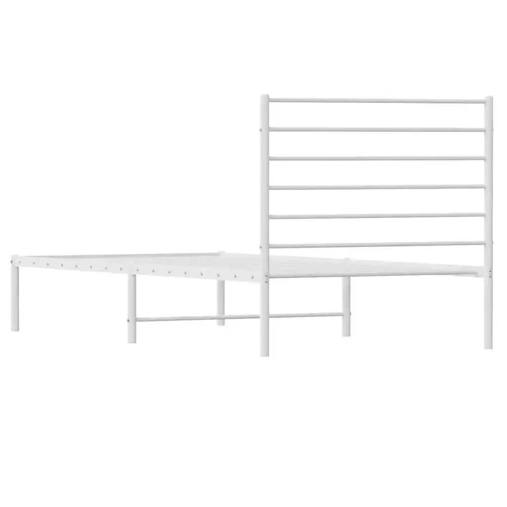 Letto singolo | Letto per adulti | Giroletto con Testiera Metallo Bianco 100x200 cm - Image 8