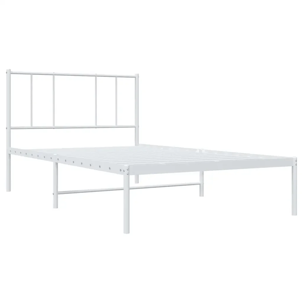 Letto singolo | Letto per adulti | Giroletto con Testiera Metallo Bianco 107x203 cm - Image 3
