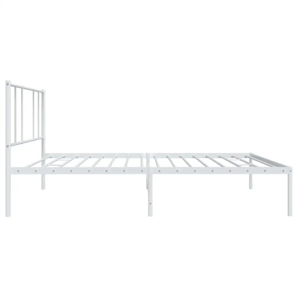 Letto singolo | Letto per adulti | Giroletto con Testiera Metallo Bianco 107x203 cm - Image 7
