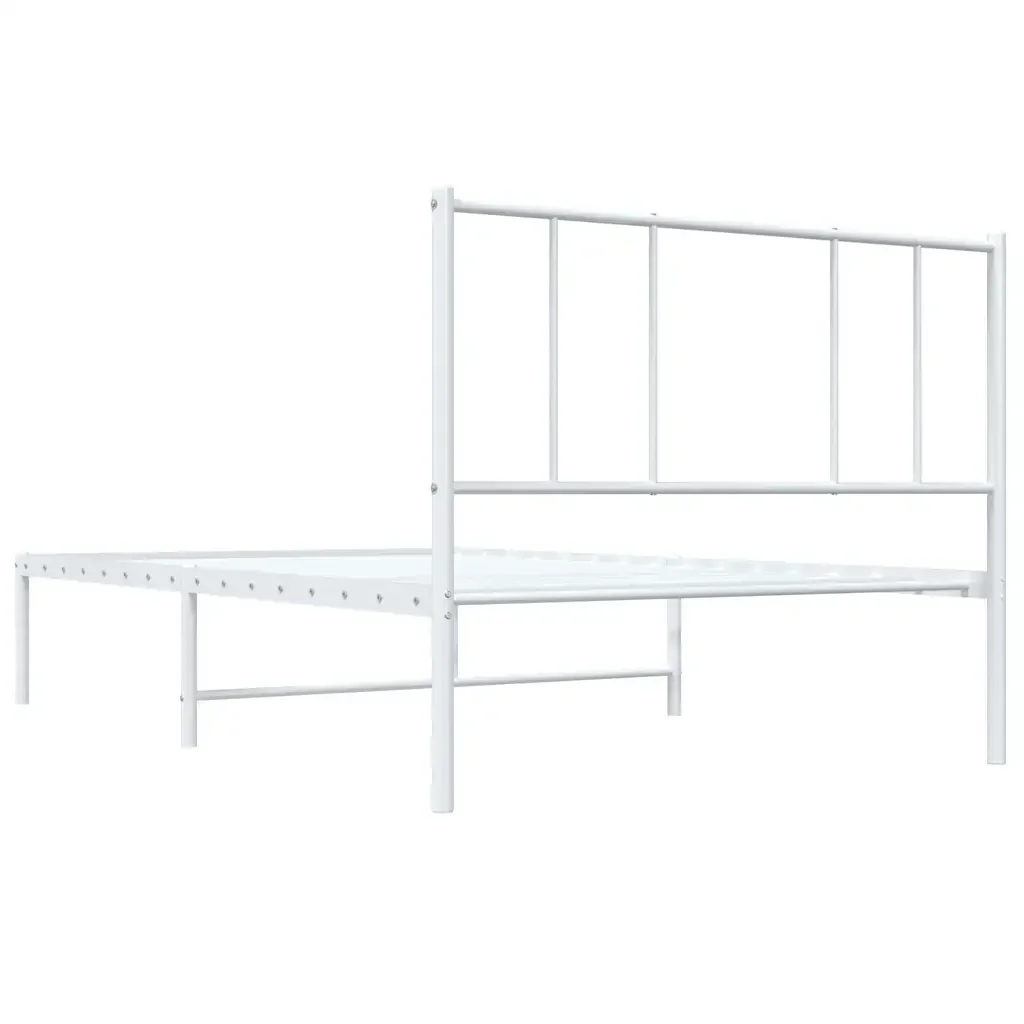 Letto singolo | Letto per adulti | Giroletto con Testiera Metallo Bianco 107x203 cm - Image 8