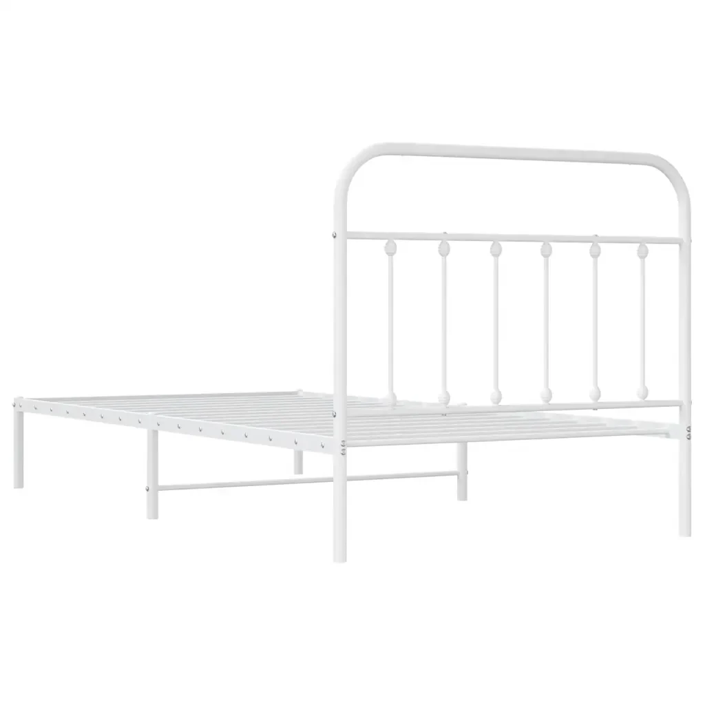 Letto singolo | Letto per adulti | Giroletto con Testiera Metallo Bianco 107x203 cm - Image 8
