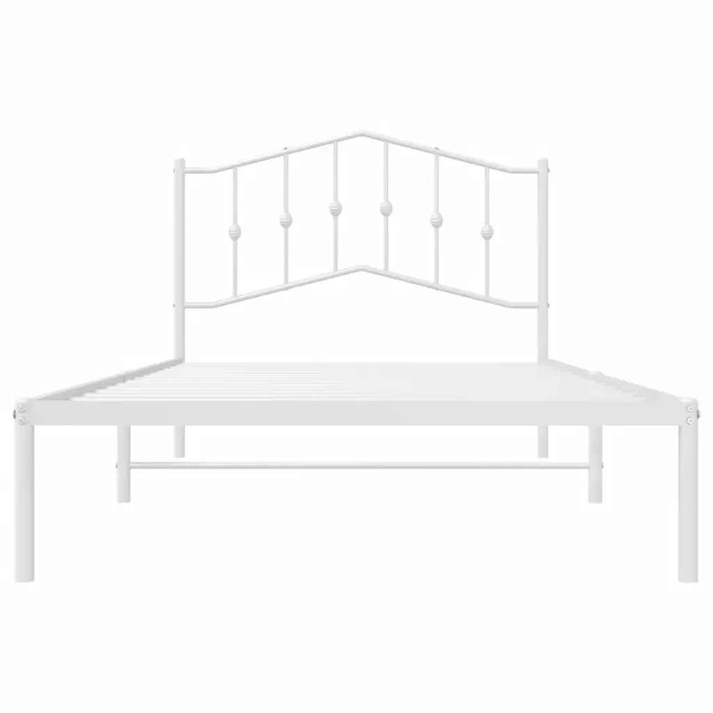 Letto singolo | Letto per adulti | Giroletto con Testiera Metallo Bianco 107x203 cm - Image 5
