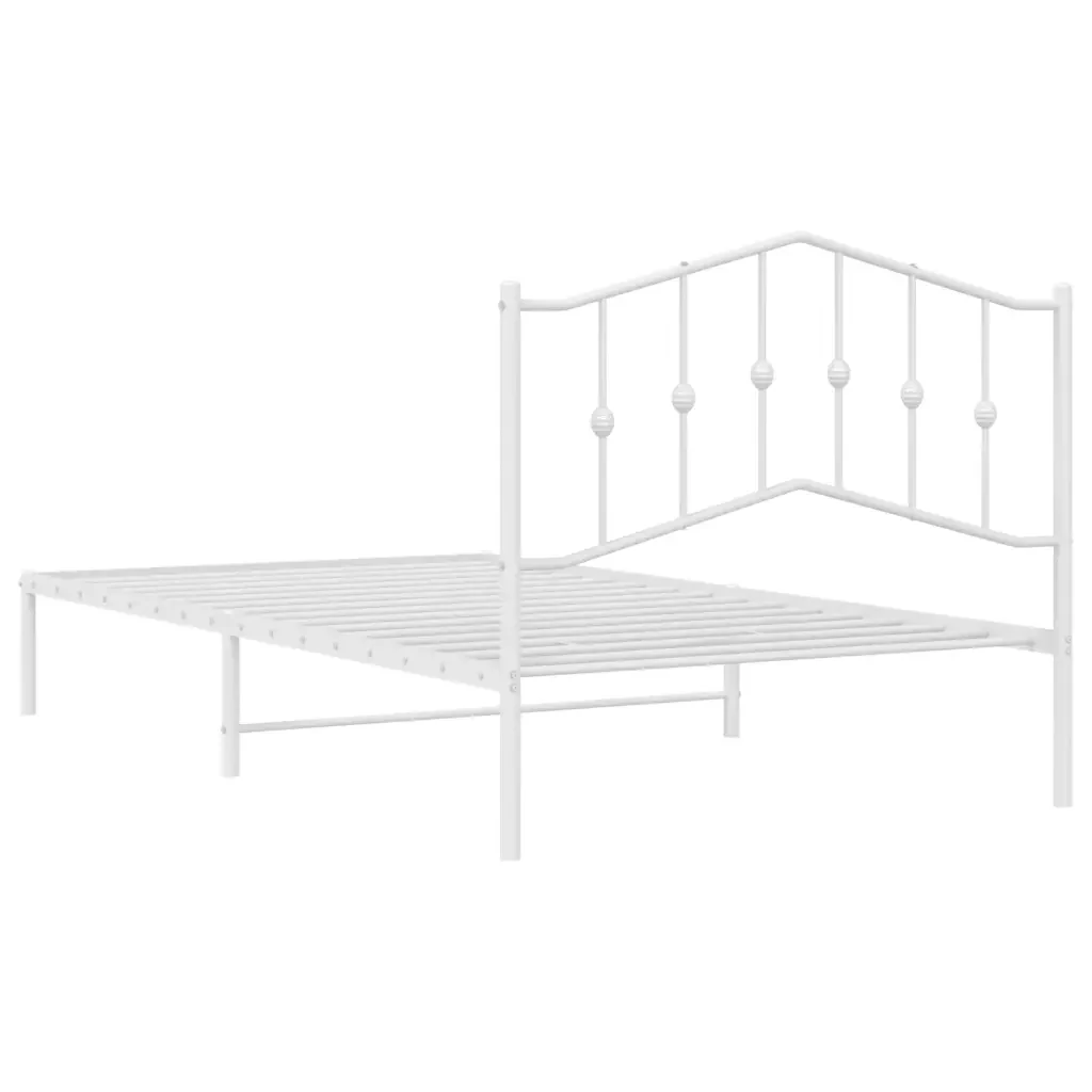 Letto singolo | Letto per adulti | Giroletto con Testiera Metallo Bianco 107x203 cm - Image 7
