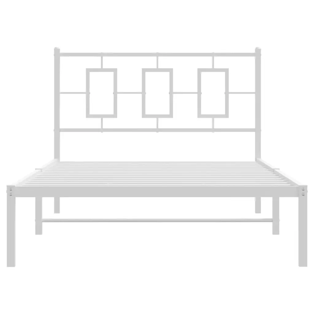 Letto singolo | Letto per adulti | Giroletto con Testiera Metallo Bianco 107x203 cm - Image 5