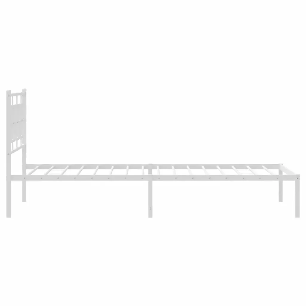 Letto singolo | Letto per adulti | Giroletto con Testiera Metallo Bianco 107x203 cm - Image 6