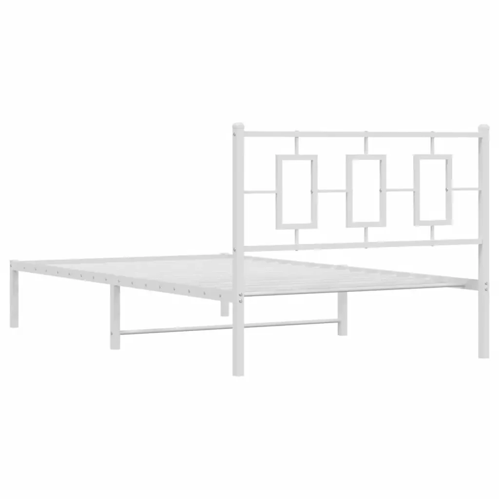 Letto singolo | Letto per adulti | Giroletto con Testiera Metallo Bianco 107x203 cm - Image 7