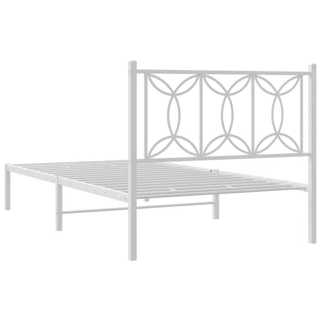 Letto singolo | Letto per adulti | Giroletto con Testiera Metallo Bianco 107x203 cm - Image 6