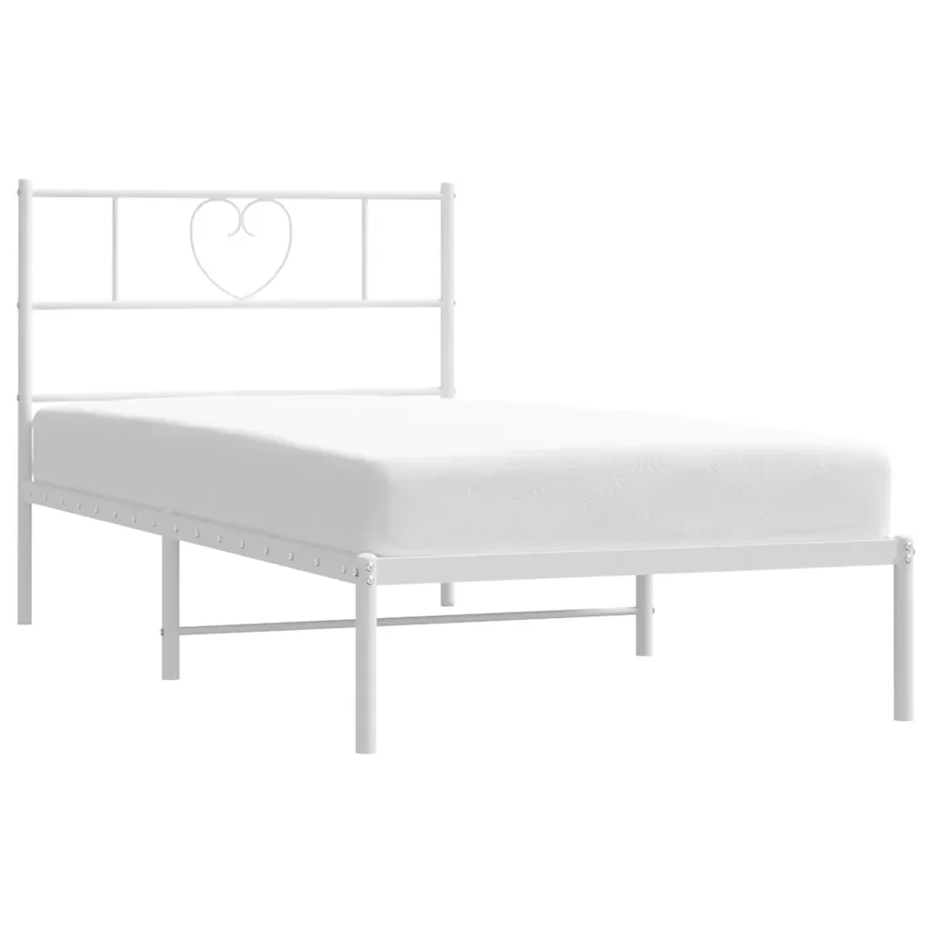 Letto singolo | Letto per adulti | Giroletto con Testiera Metallo Bianco 107x203 cm - Image 3