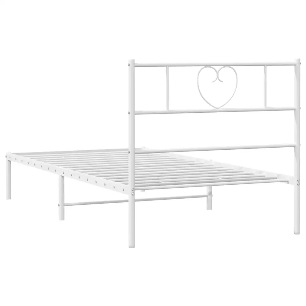 Letto singolo | Letto per adulti | Giroletto con Testiera Metallo Bianco 107x203 cm - Image 7