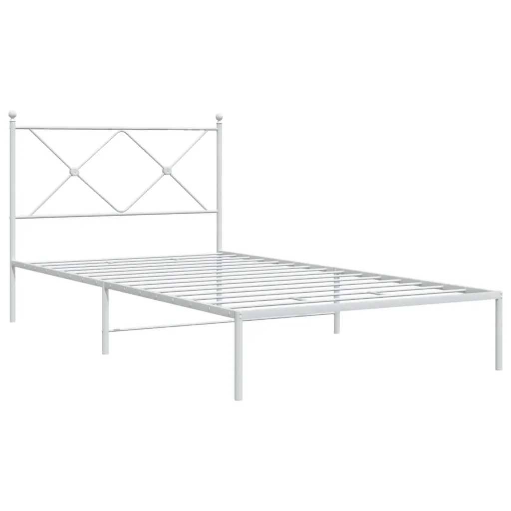 Letto singolo | Letto per adulti | Giroletto con Testiera Metallo Bianco 107x203 cm - Image 3