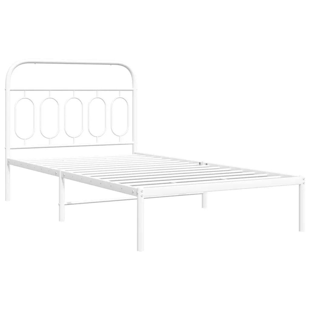 Letto singolo | Letto per adulti | Giroletto con Testiera Metallo Bianco 107x203 cm - Image 3