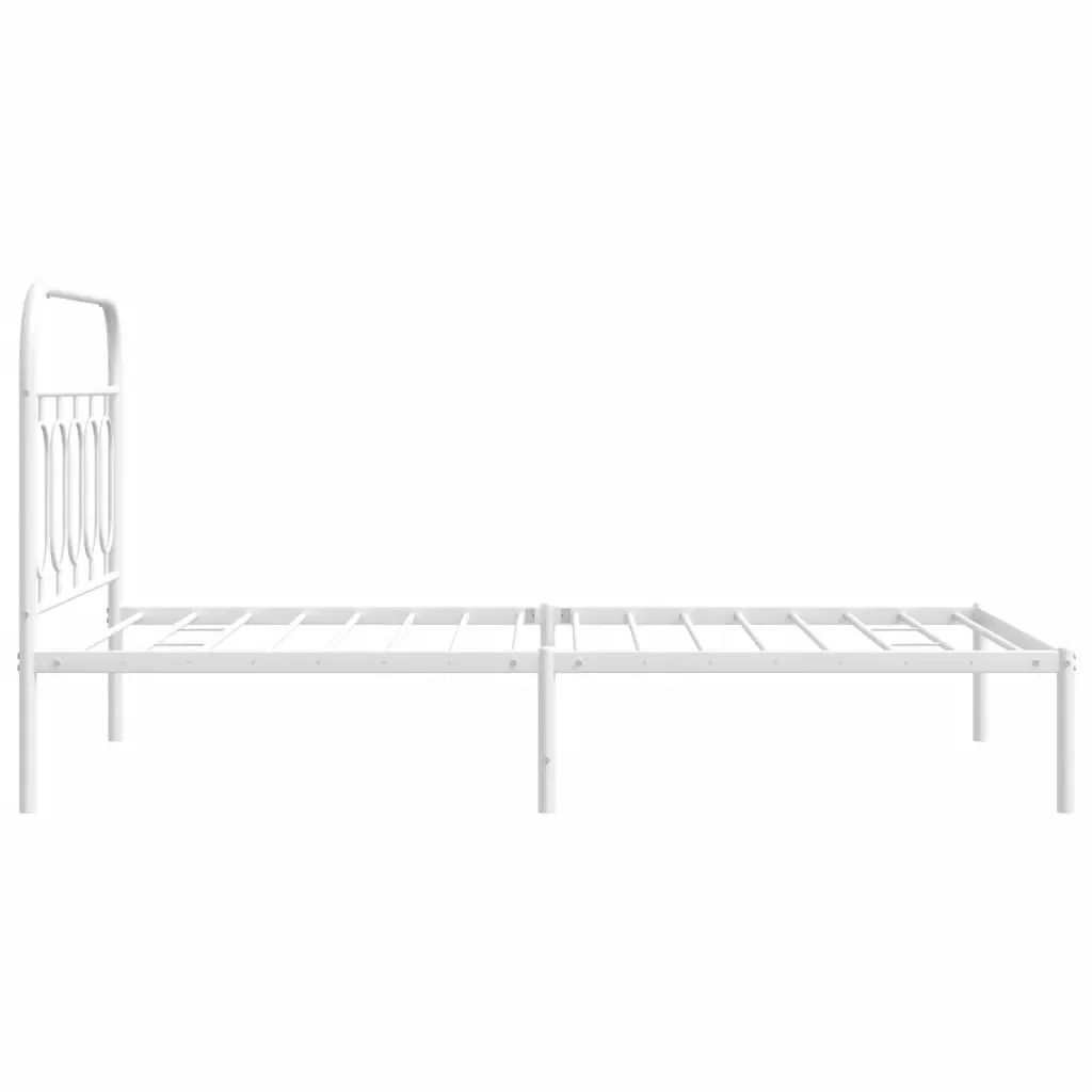 Letto singolo | Letto per adulti | Giroletto con Testiera Metallo Bianco 107x203 cm - Image 5