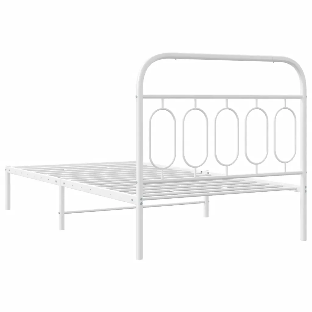 Letto singolo | Letto per adulti | Giroletto con Testiera Metallo Bianco 107x203 cm - Image 6