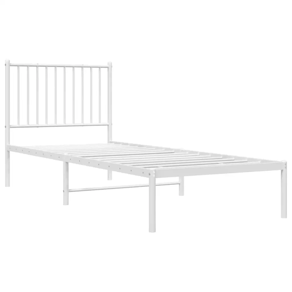 Letto singolo | Letto per adulti | Giroletto con Testiera Metallo Bianco 80x200 cm - Image 3