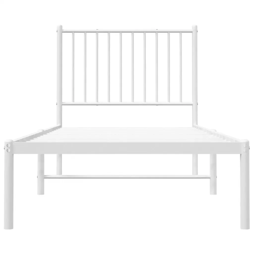 Letto singolo | Letto per adulti | Giroletto con Testiera Metallo Bianco 80x200 cm - Image 5