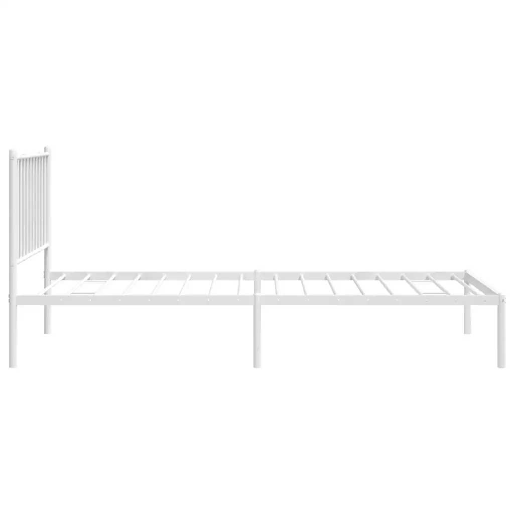 Letto singolo | Letto per adulti | Giroletto con Testiera Metallo Bianco 80x200 cm - Image 6