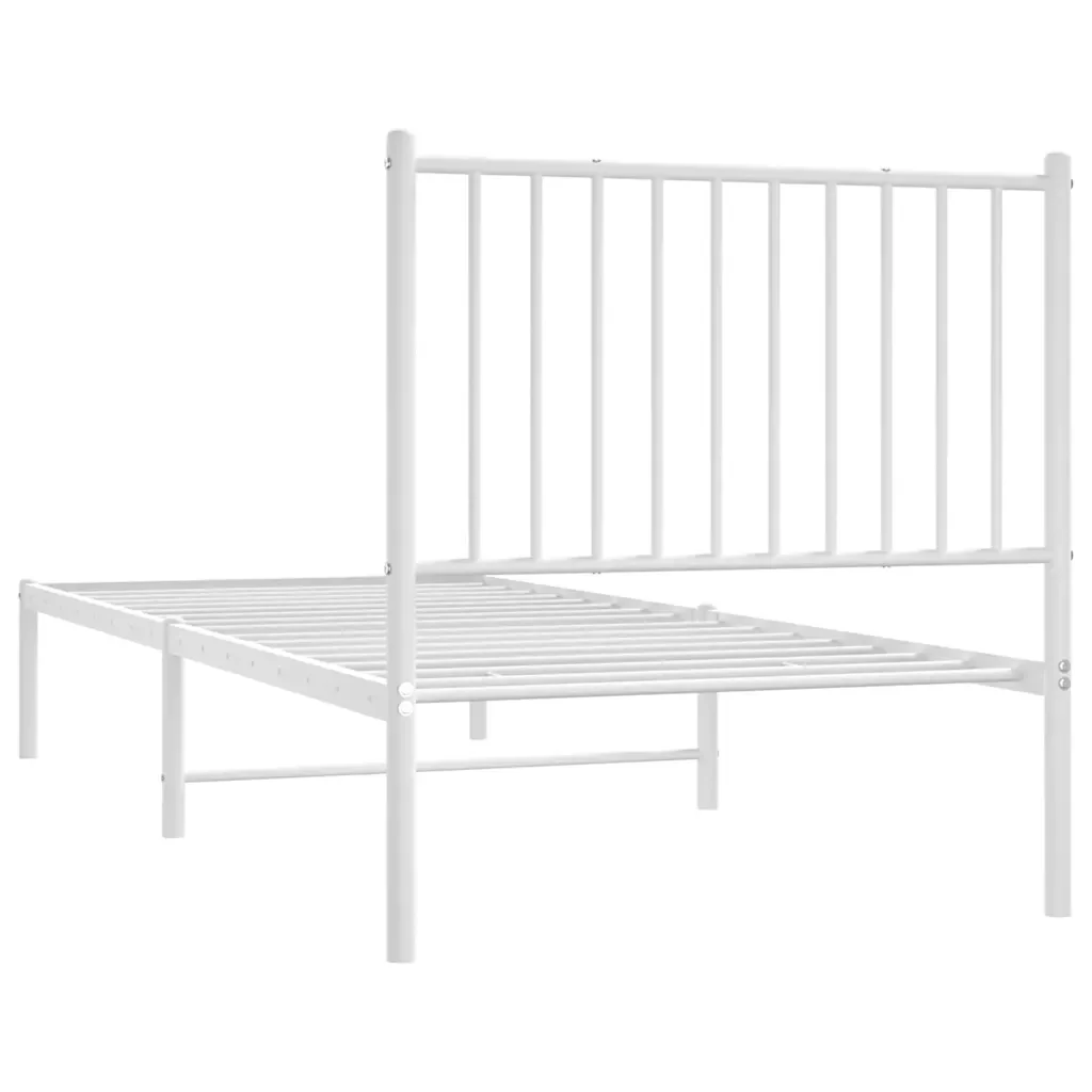 Letto singolo | Letto per adulti | Giroletto con Testiera Metallo Bianco 80x200 cm - Image 7